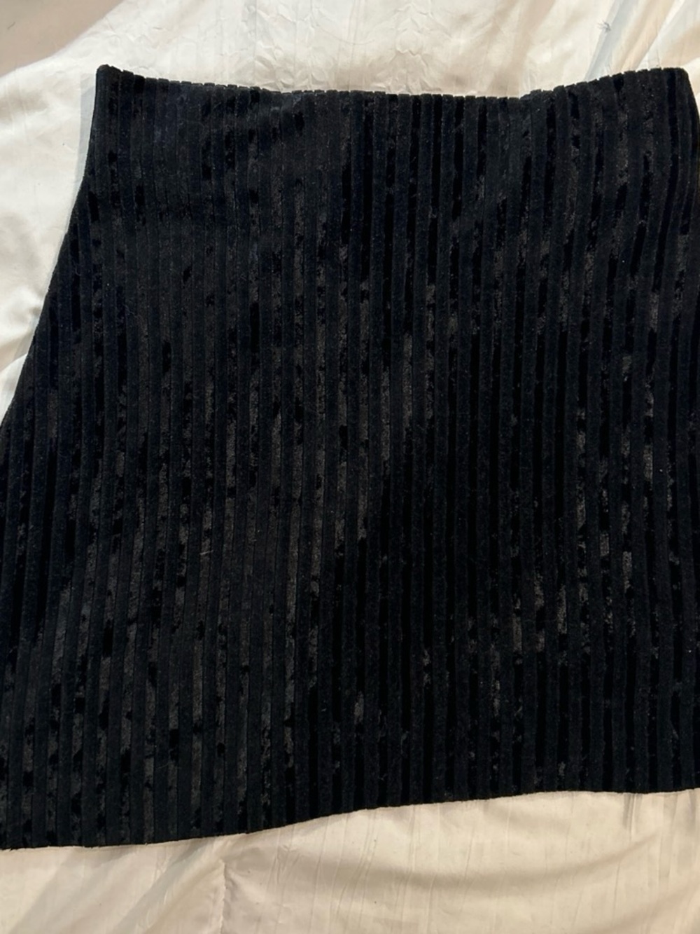 My Michelle Black Velvet Ribbed Mini Skirt - Thrifted in Italy
